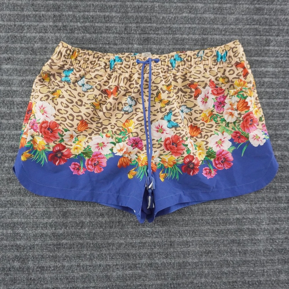 Johnny Was Board Shorts Womens L Multicolor Leopard Floral Butterfly Tassels